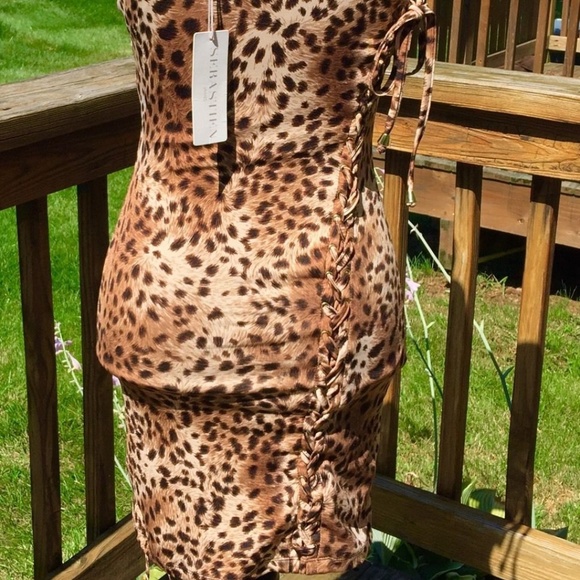SEBASTIEN JAMES LEOPARD PRINT MINI DRESS SIZE S - Picture 6 of 6